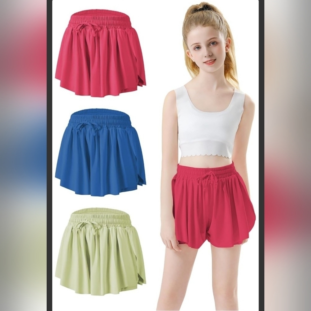 Girls Whimsical Flowy Butterfly 3 Pack Athletic Shorts Set